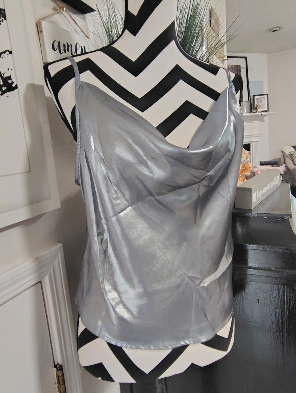 NWT Free People x Intimately FP Sunset Shimmer Woven Cami Silver Women's Large - Picture 5 of 10